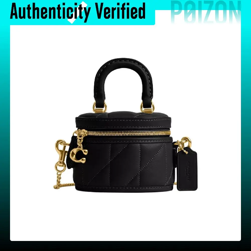 COACH Trail Nappa Leather Shoulder Bag, Crossbody Bag, Handbag Mini Women's Black CU144-B4BK
