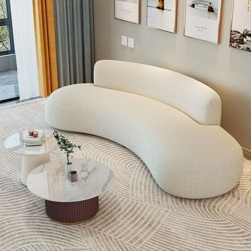 for Simple High-end Small Apartment Beauty Salon Rest Area Office Negotiation Lamb Wool Internet Celebrity Curved Cream Wind