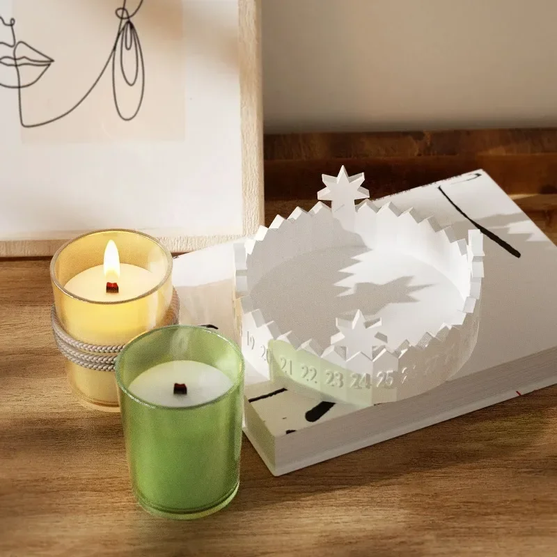 diy silicone mold set calendar number advent countdown tray gypsum circular lucky star candle stand resin crafts decoration