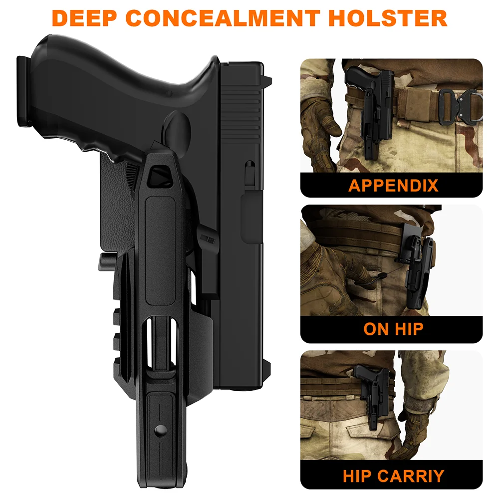 9mm/SW40/357 Pistolenholster mit Schiene und Schnellverschluss-Zurückziehmechanismus für Alle Doppelstapel-Pistolen – Detail 3