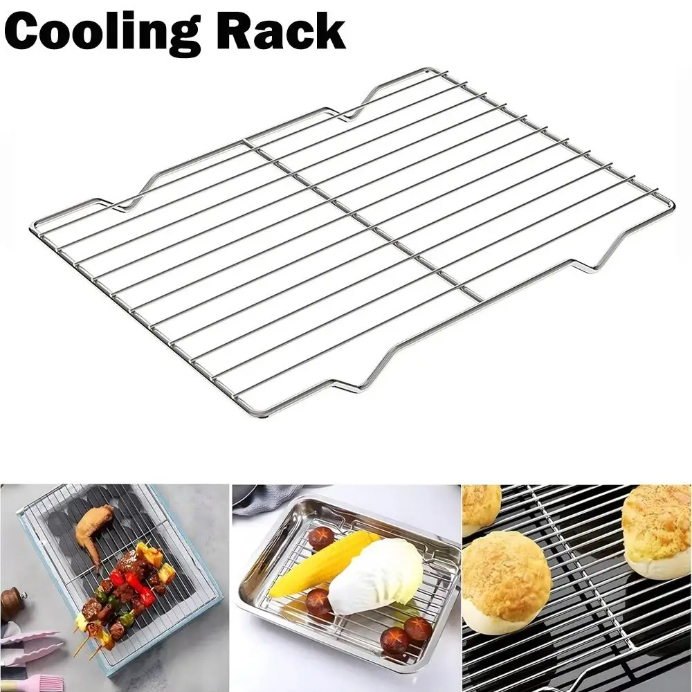 Stainless Steel Non-stick Cooling Rack BBQ Tray Baking Tray Grill Plate Barbecue Cooking Mesh Shelf