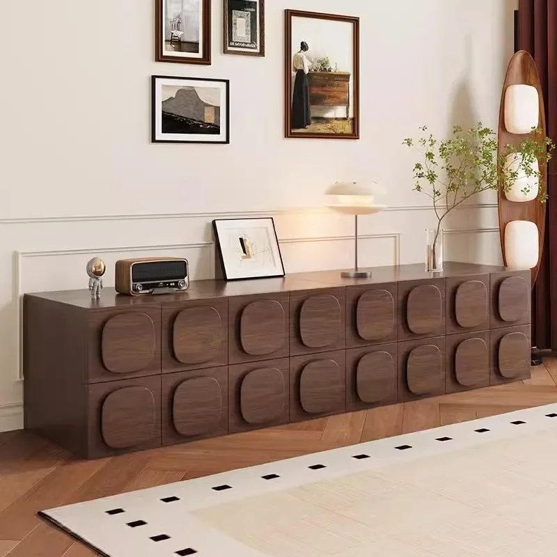 Medieval style solid wood card door cabinet, bedroom, living room against the wall, drawer cabinet, small apartment