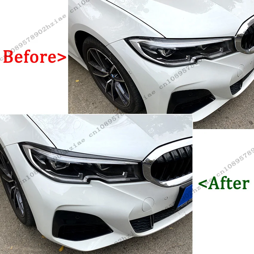 For BMW G20 G21 320i 325i 330i 2019-2025 Sedan / Touring  ABS Glossy Black Car Evil Headlight Eyebrows Eyelid Body Kits Tuning
