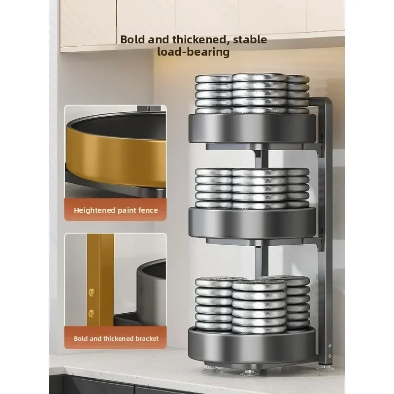 Kitchen rotating seasoning rack, double-layer household countertop, storage rack