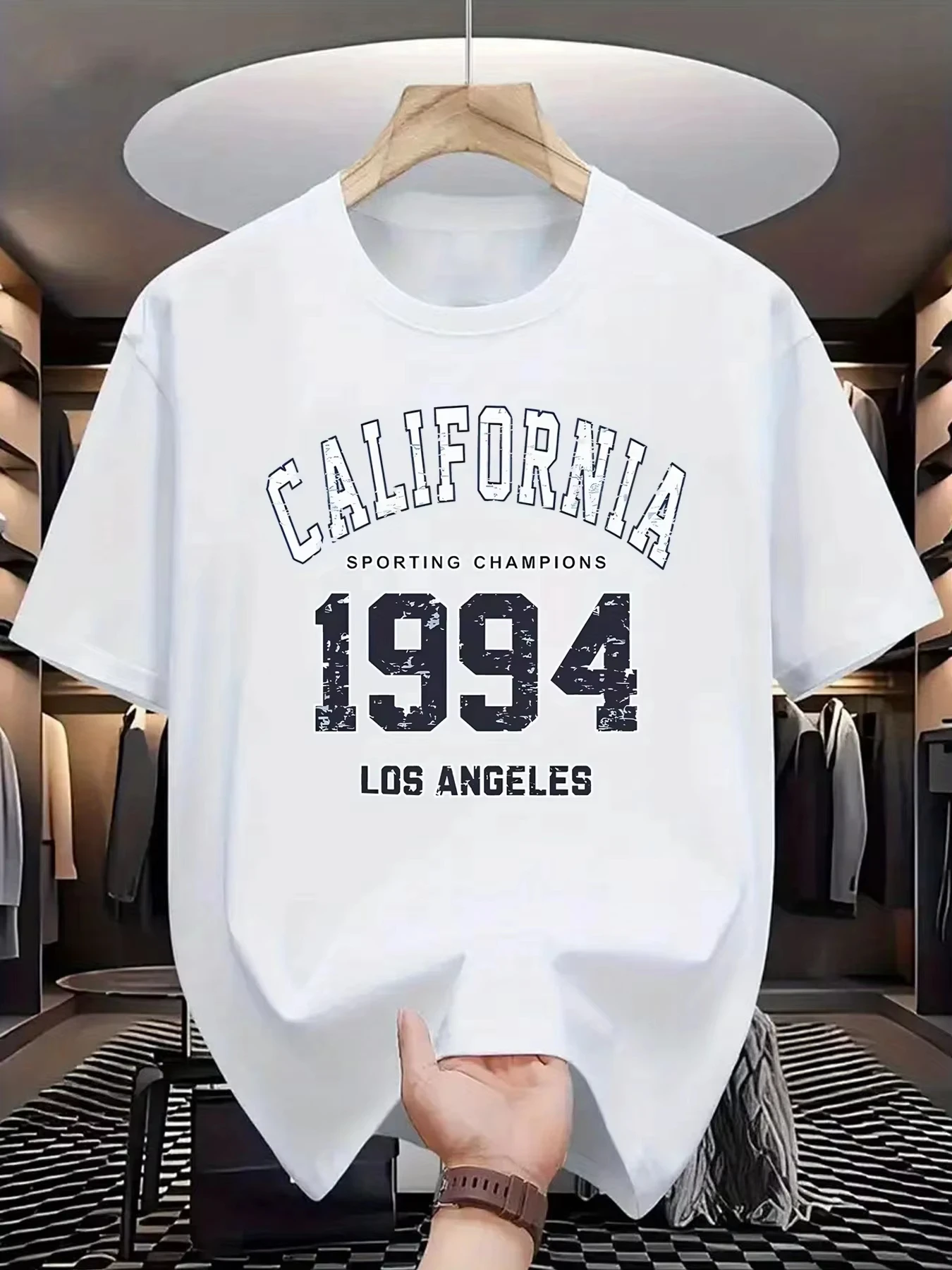 2026 New Pop Family Matching Oversized Unisex Streetwear TShirt California 1994 Los Angeles Vintage Distressed Front Graphic Tee