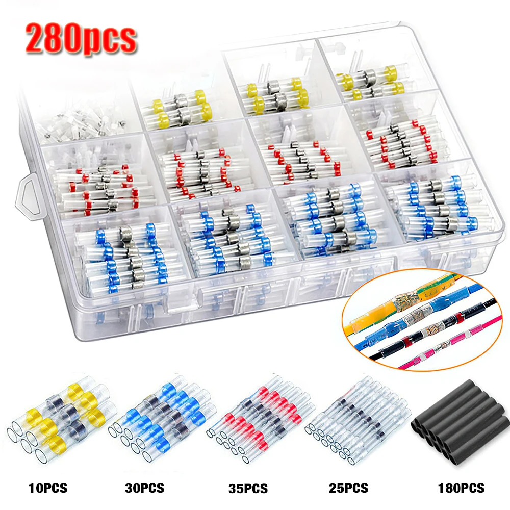 50-1000 Stuks Soldeer Seal Wire Connectors Krimpkous Soldeer Butt Geïsoleerde Connectors Soldeer Connector Kit Automotive Marine