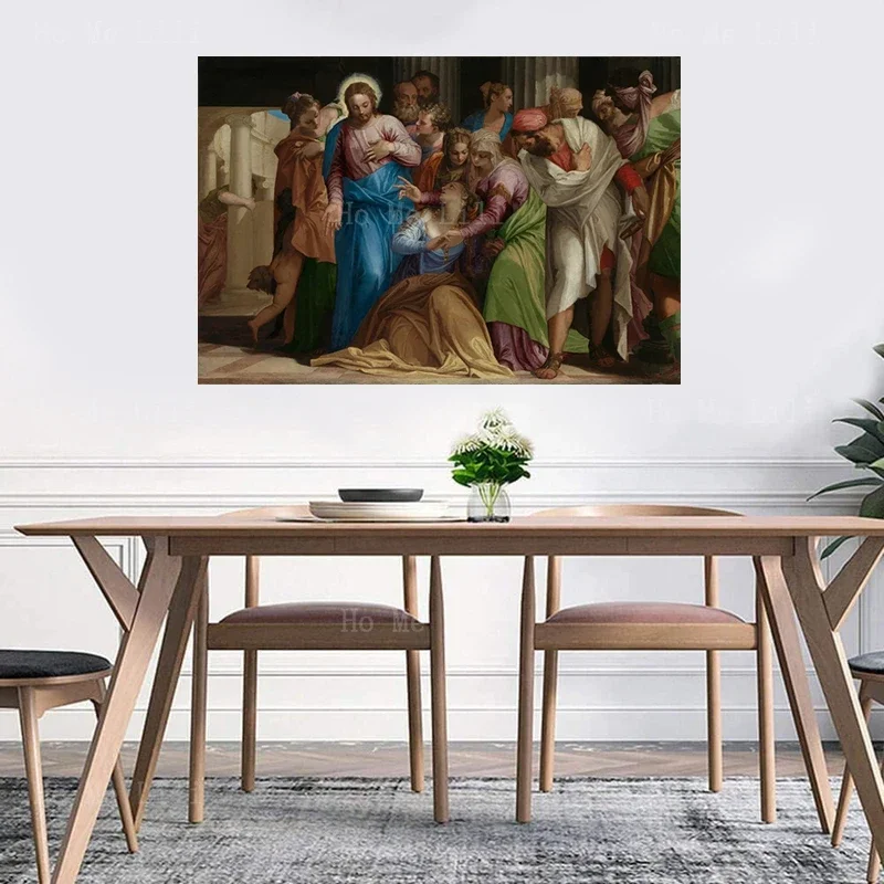 The Conversion Of Mary Magdalene Jesus With Angels Catholic Picture Print Canvas Wall Art Painting For Livingroom Decor