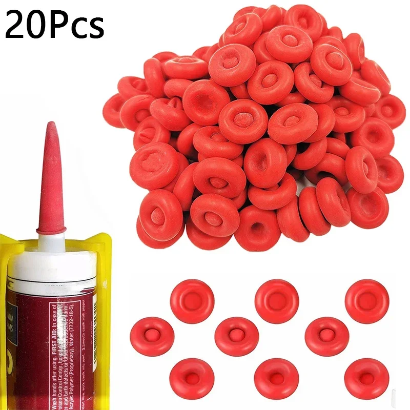 20Pcs/lot Red Caulking Gun Nozzles Cap Red Caulk Saving Cap Caulk Sealer Saver Open Caulking Tube For Sealing And Preserving