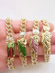 1 piece 14K GoldPlated Green St Jude Virgin Mary Bracelet for Women