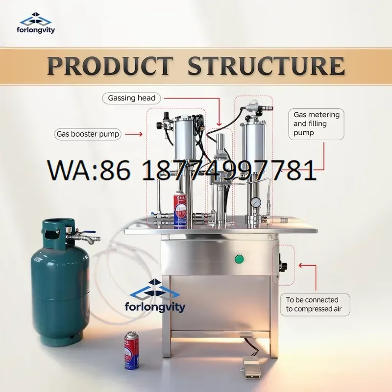 custom Semi Automatic Pneumatic Aerosol Filling Pump for Metal Cans High Accuracy Stainless Steel 304 Small Batch