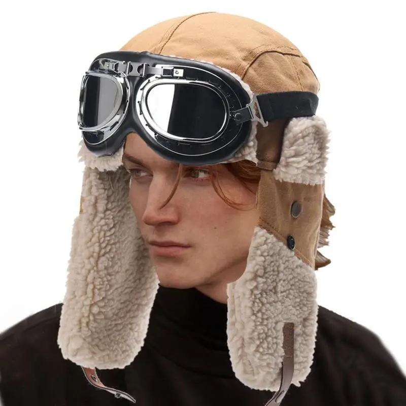 Winter Skiing Hat Women Men Winter Trappers with Detachable Goggles Warm and Cozy Trapper Hats for Men Women Family Friends