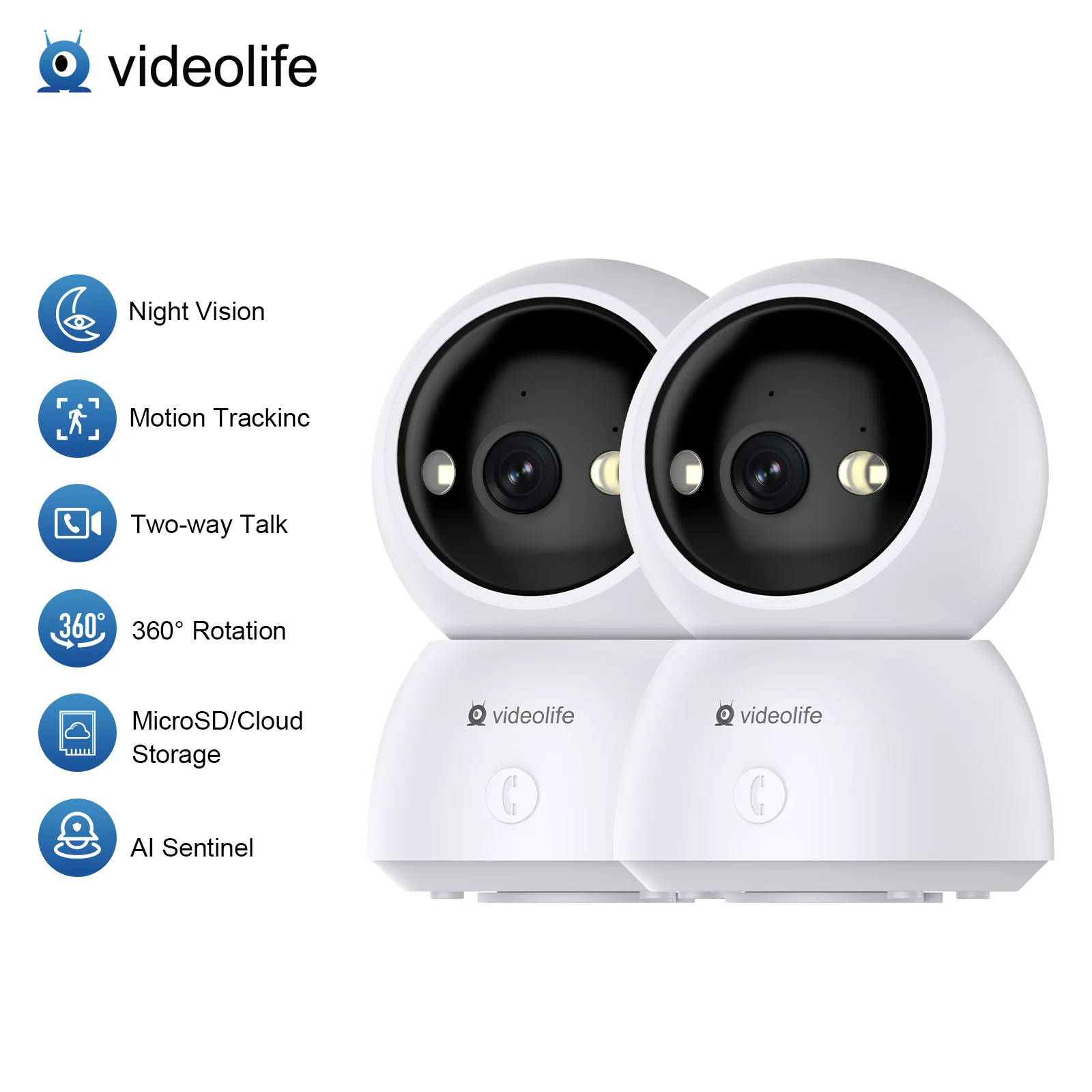 

Videolife 360° Smart Home WIFI Security Camera PTZ 2K Webcam 1080P 2 MP AI Human Detection Night Vision Webcam Work IP Camera