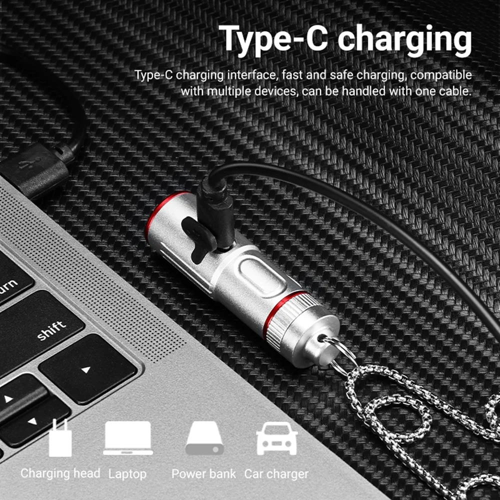 Mini EDC Cool Neck Decoration Small Flashlight Keychain Torch Camping Travel Emergency lighting backup stairs Key chain light