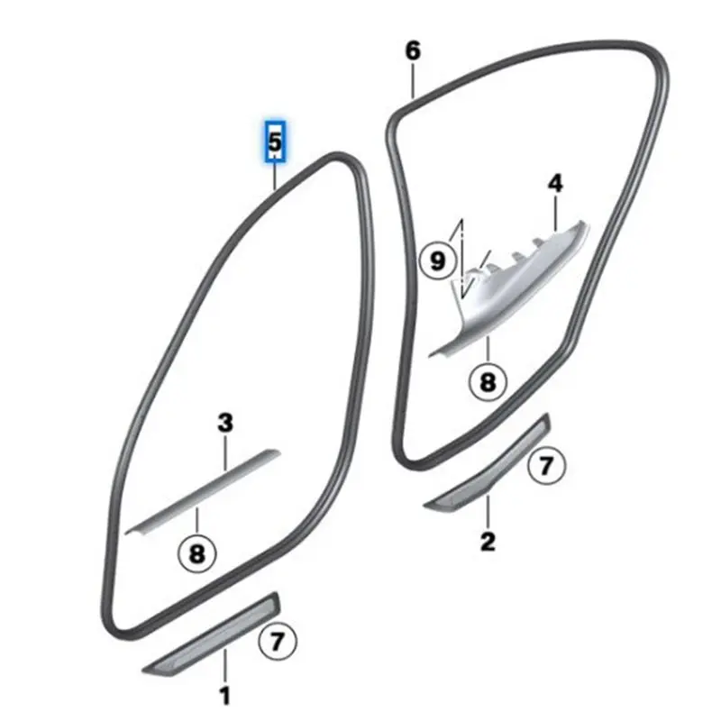 A22F-Car Front Door Seal Door Seam Edge Protection Seal 51727303968 For BMW 3' F30 F31 F35