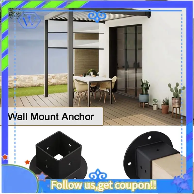 

Easy To Use 2Pcs 2X2 Square Fence Pole Flange Base Pergola Post Base Brackets Kit,Heavy Duty Wall Mount Post Anchor Base Bracket