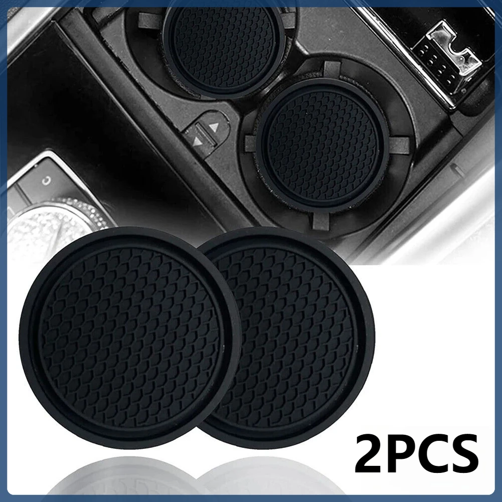 2 قطعة حامل أكواب السيارات باللون الأسود مضاد للانزلاق إدراج الوقايات منصات الملحقات الداخلية العالمي يناسب معظم الأكواب