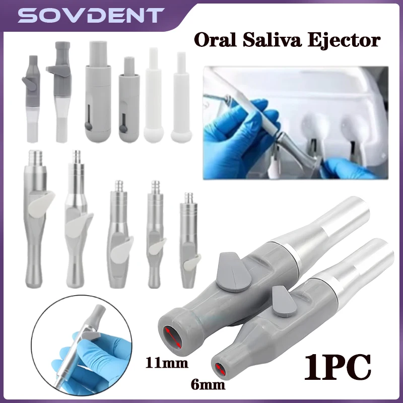 Dental Saliva Ejector Suction Tool Dentist Strong Weak Suction Adaptor Oral Universal With Adjustable Rubber Snap Tip