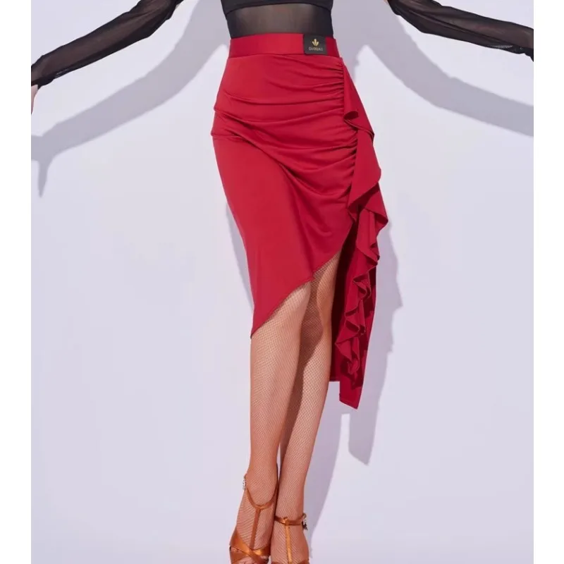 

Юбка для латинских танцев по индивидуальному заказу, полуюбка для взрослых, сексуальный профессиональный костюм для выступлений, тренировочная одежда, танцевальное платье для чача, люба, сальсы