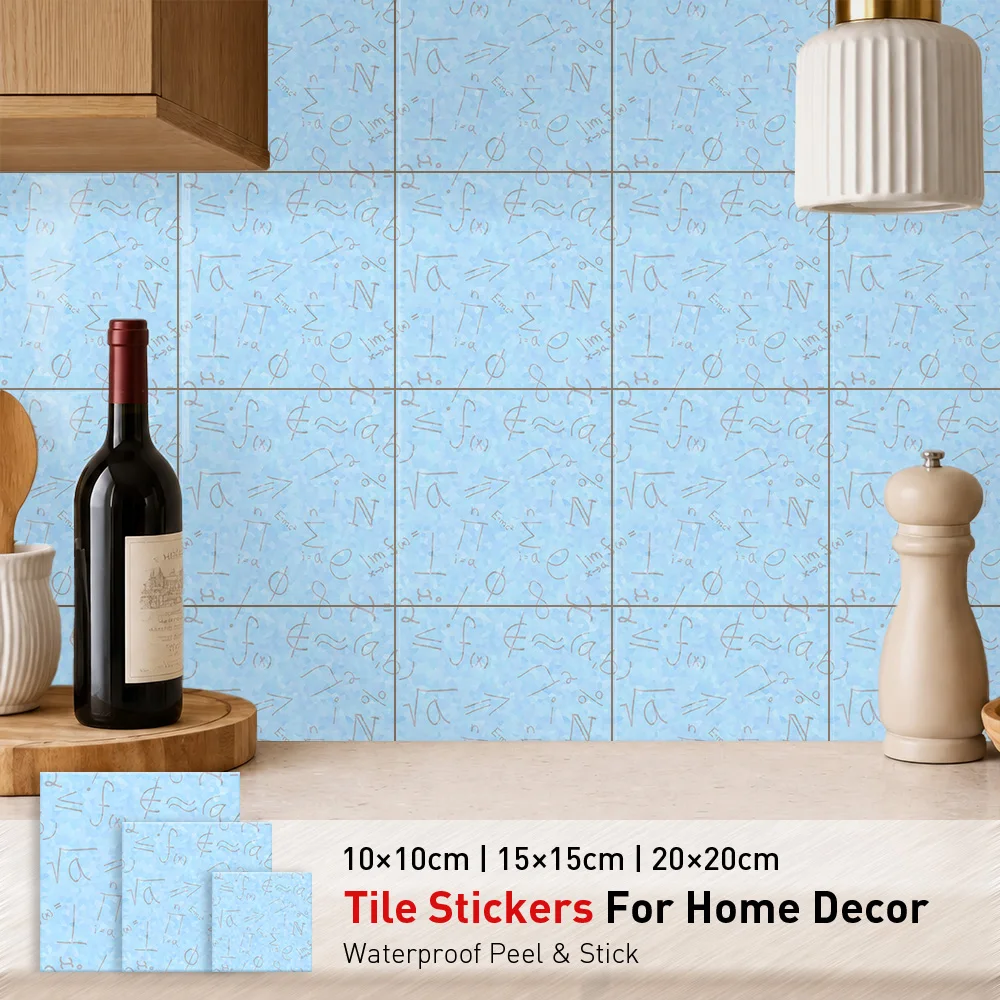 Math Equations Tile Stickers Waterproof Peel and Stick Self Adhesive Oil Proof Backsplash Decals Wallpaper for Academic Decor