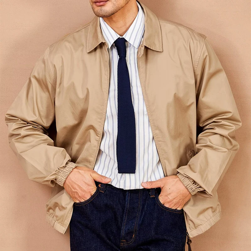 Vintage Outerwear Mens 2026 Spring Fall New Casual Solid Color Zip-up Jacket Coats Men Stylish Long Sleeve Lapel Cardigans