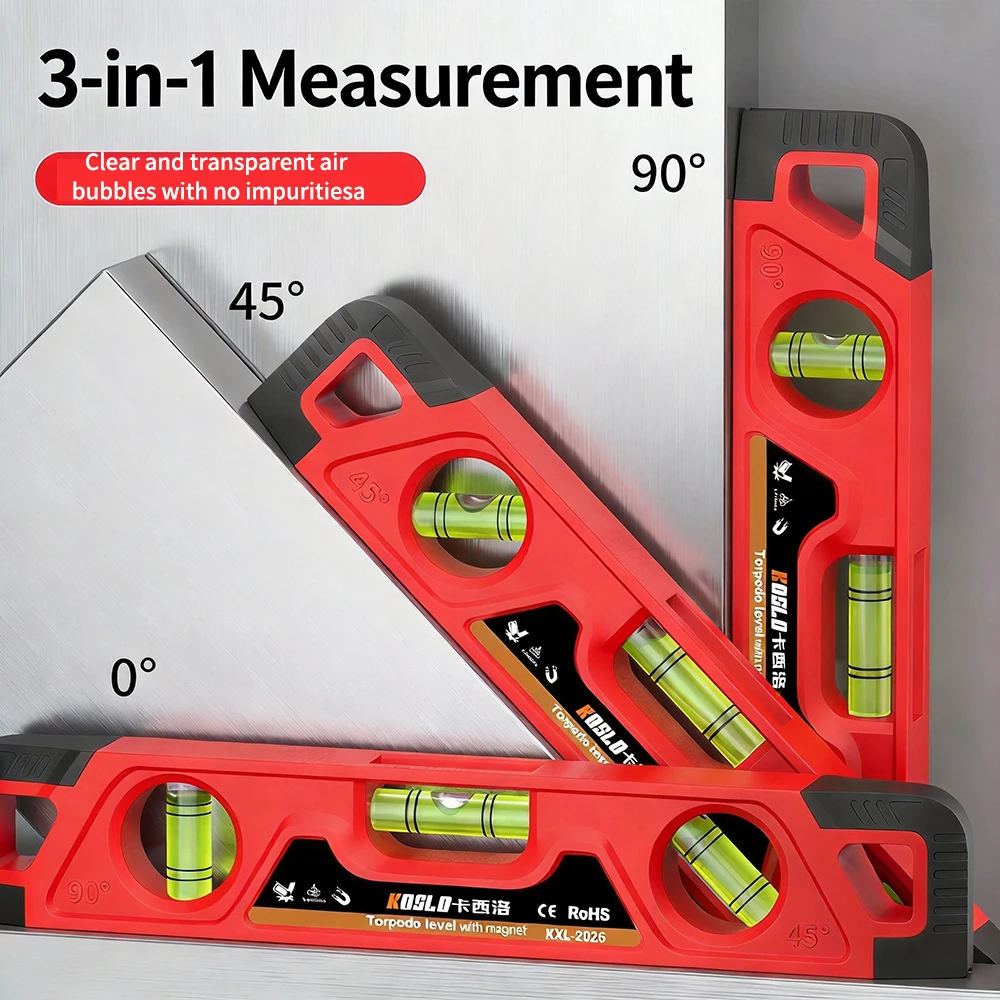 High Precision Level Ruler Torpedo  ABS Level Tool Magnetic Spirit Level Inclinometer Portable Compact Strong Magnetic Level