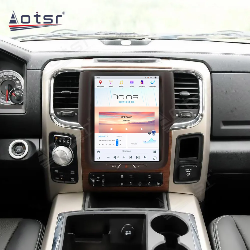 10.5' Android 13 Car Radio for Dodge Ram 2013-2018 with Manual & Auto AC Bluetooth Multimedia Player GPS Navigation Stereo Head