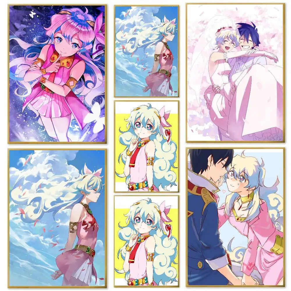 Nia Teppelin Anime Tengen Toppa Gurrun Lagann Poster Art Sticky Wall Waterproof Home Living Room Bedroom Bar Aesthetic Decoratio