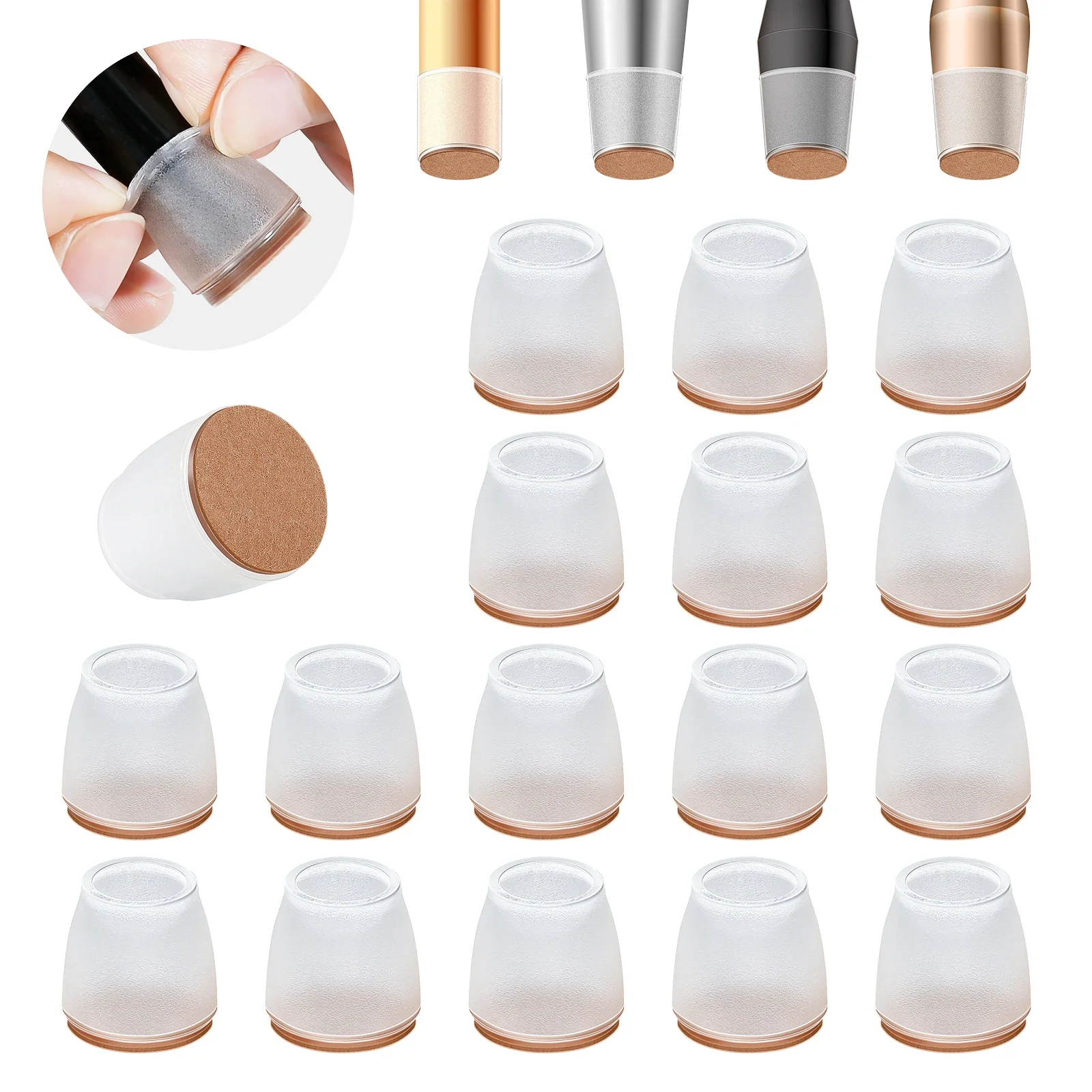 

16PCS Chair Leg Caps Silicone Chair Leg Floor Protectors Felt Furniture Table Leg Pad Furniture Leveling Feet Cover Home Decor