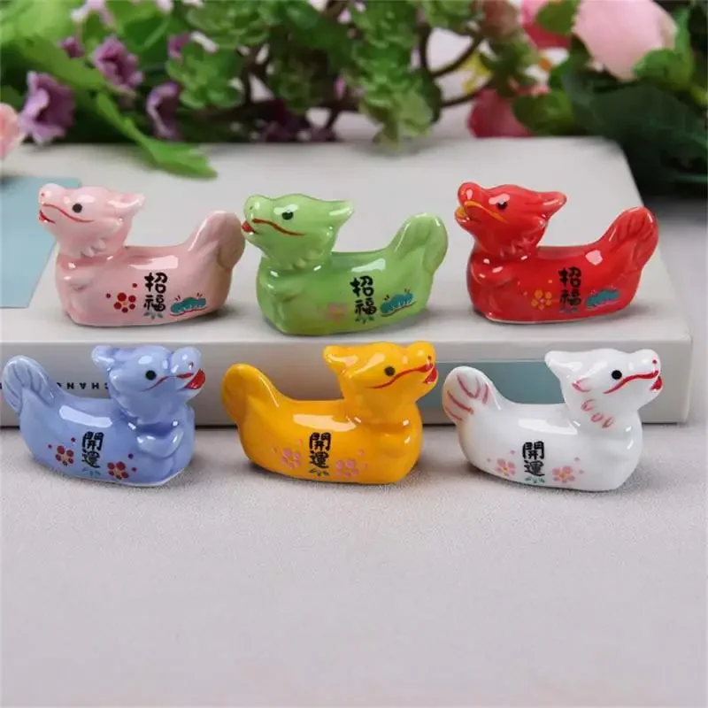 Ceramic Chopsticks Holder Cute Dragon/Pandan Shape Chopstick Stand Rest Rack Spoon Fork Knife Holder For Dinner Table Decor