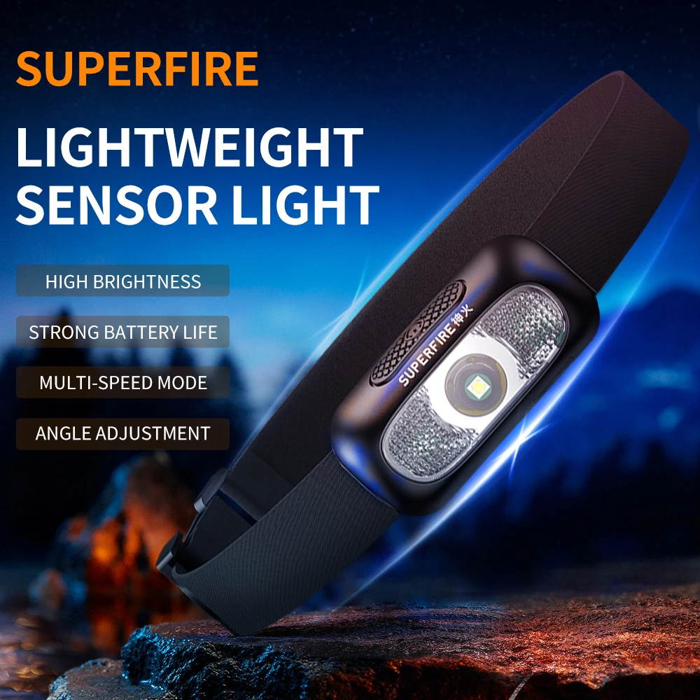 

SUPERFIRE HL05 Series Mini Headlamp Portable Induction Headlight USB Rechargeable Sensor Work Light Camping Emergency Lantern