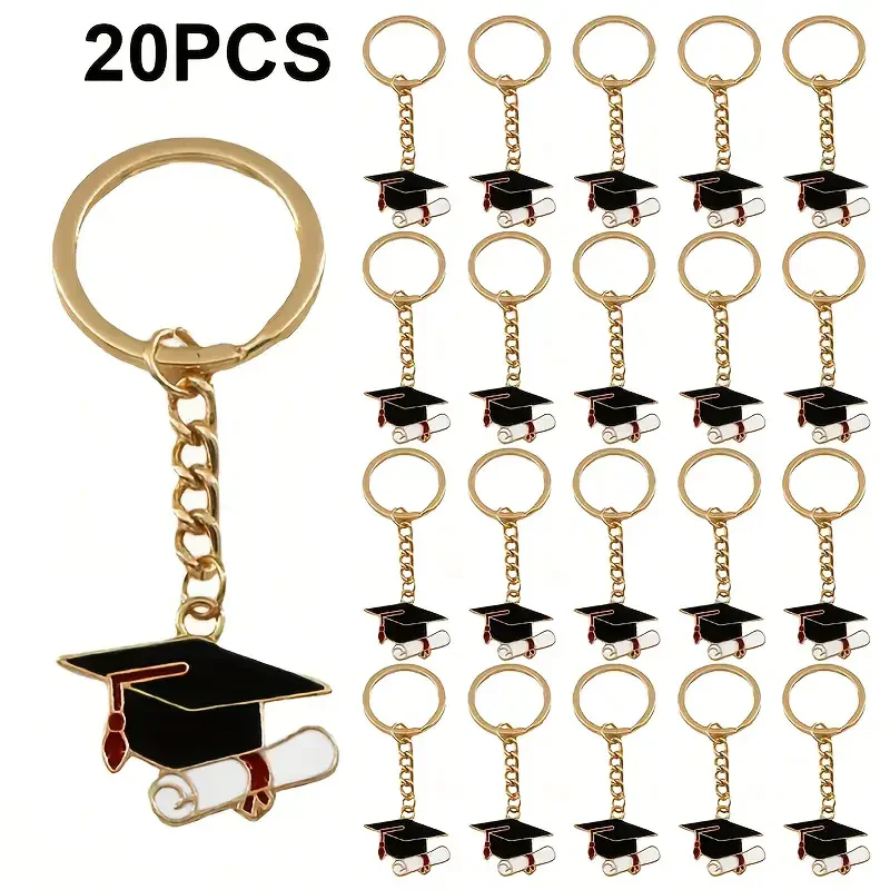 Abschluss-Schlüsselanhänger 5 Stile Bachelor-Mütze Diplom Buch 20 Stück Legierung Emaille Großpackung Abschluss-Geschenke Souvenir-Geschenk – Detail 7