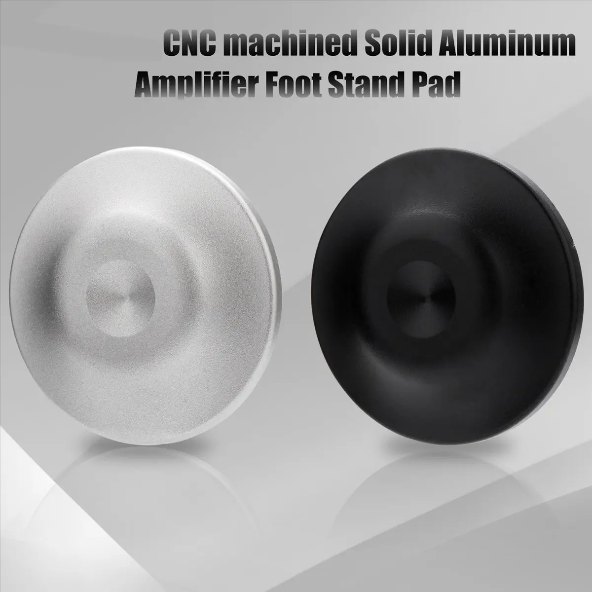 رائعة - 4 قطع من مكبر الصوت وأقدام مكبر الصوت وسادات بديلة لمكبر الصوت ومسجل القدم باللون الفضي