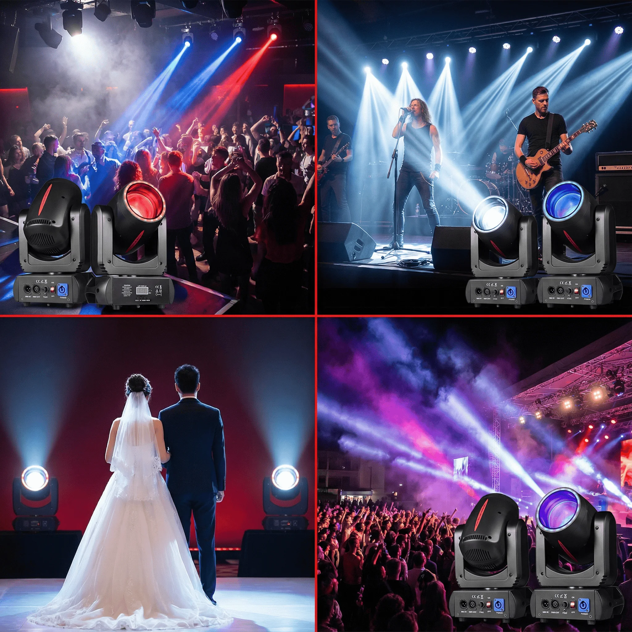 3D 180W Mini 3in1Beam&3DSpot&Halo Effect LED Moving Head Lights 8 Colors& 8 Gobos 18 Rotating Prisms DJ Wash DMX512 Stage Lights view 6