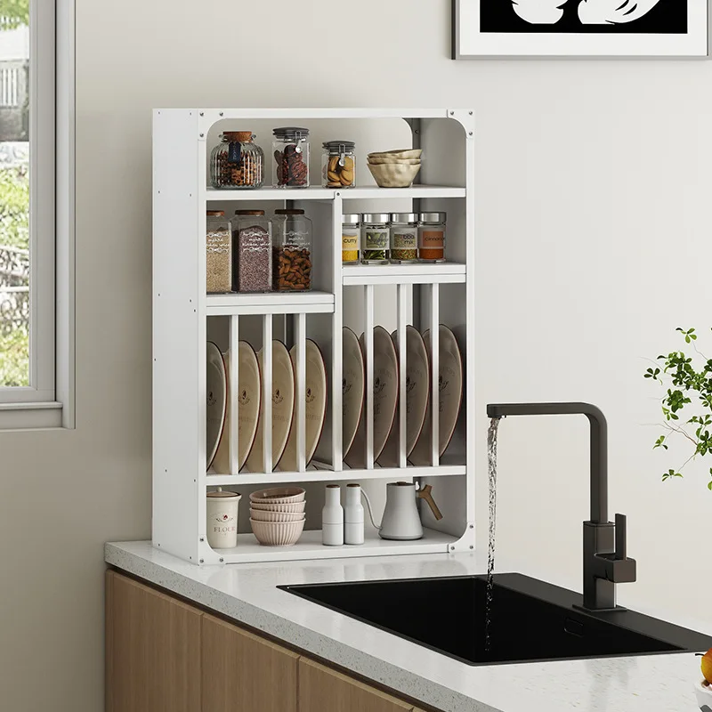 Korean kitchen metal storage cabinet, multi-layer wall-mounted spice bottle storage rack, corner of kitchen kitchen