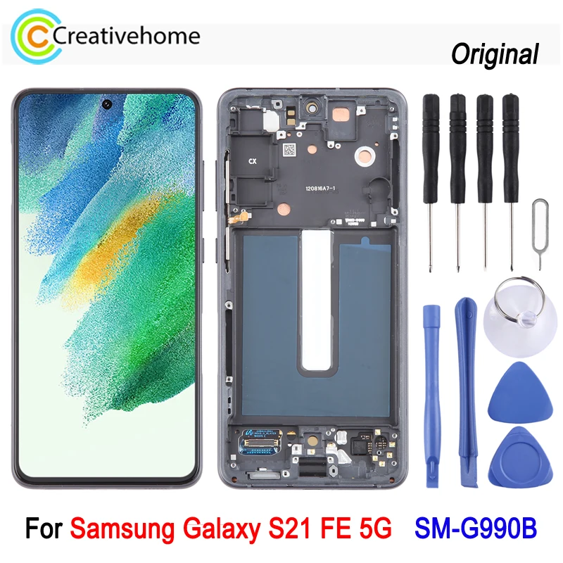 6.4-inch Dynamic AMOLED Screen For Samsung Galaxy S21 FE 5G SM-G990B Phone LCD Display Touch Screen with Frame Replacement Part