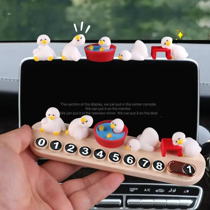Car Temporary Parking Number Plate Cute Cartoon Duck Phone Number Display Card Waterproof Material for All Weather Parking