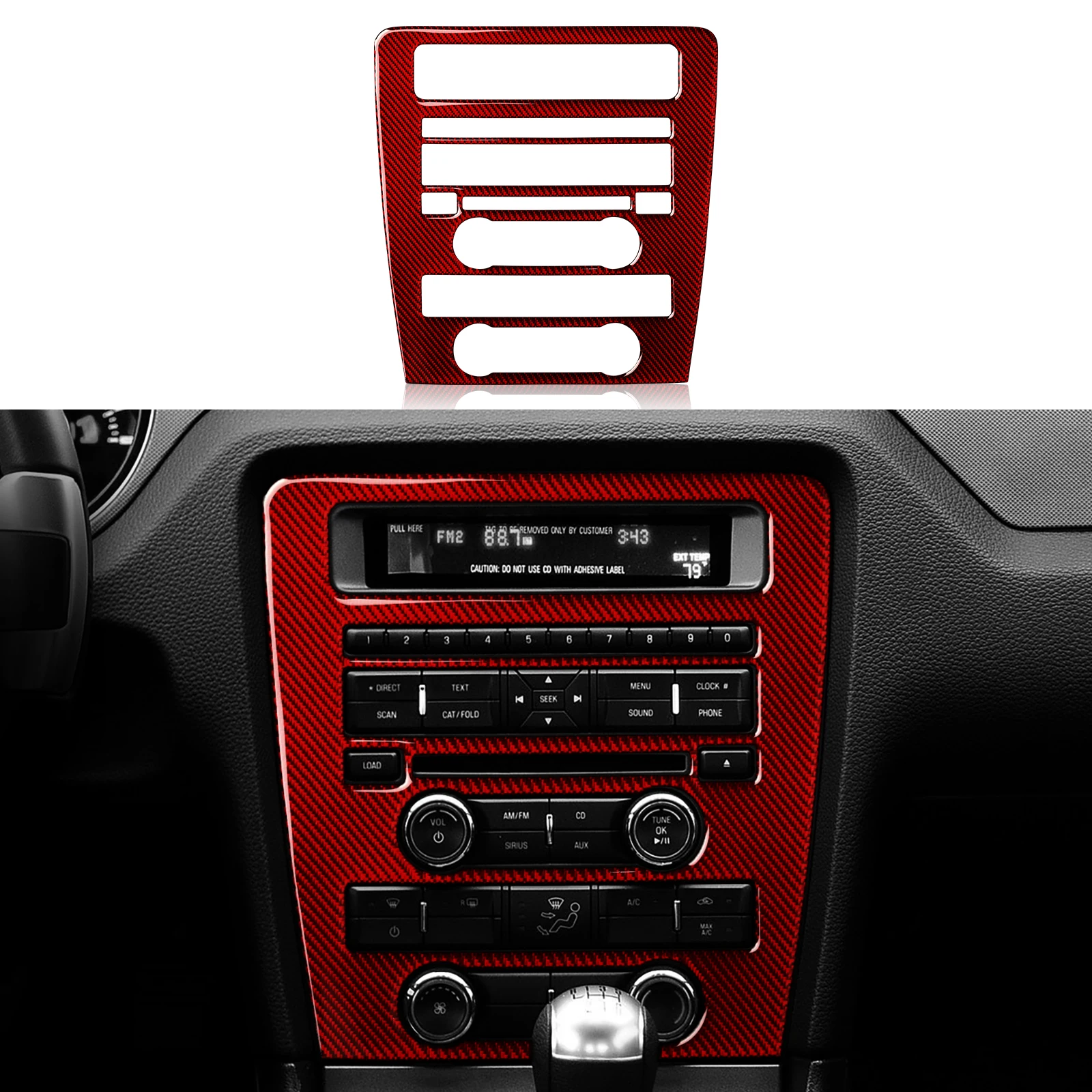 

For Ford Mustang 2009-2014 Accessories Carbon Fiber Sticker Decal Car Interior Center Control CD Decoration Panel Trim Cover