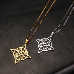 LIKGREAT Czary czarownica węzeł wisiorek naszyjnik dla kobiet ze stali nierdzewnej Amulet Triskelion Ankh krzyż Pentacle biżuteria prezenty