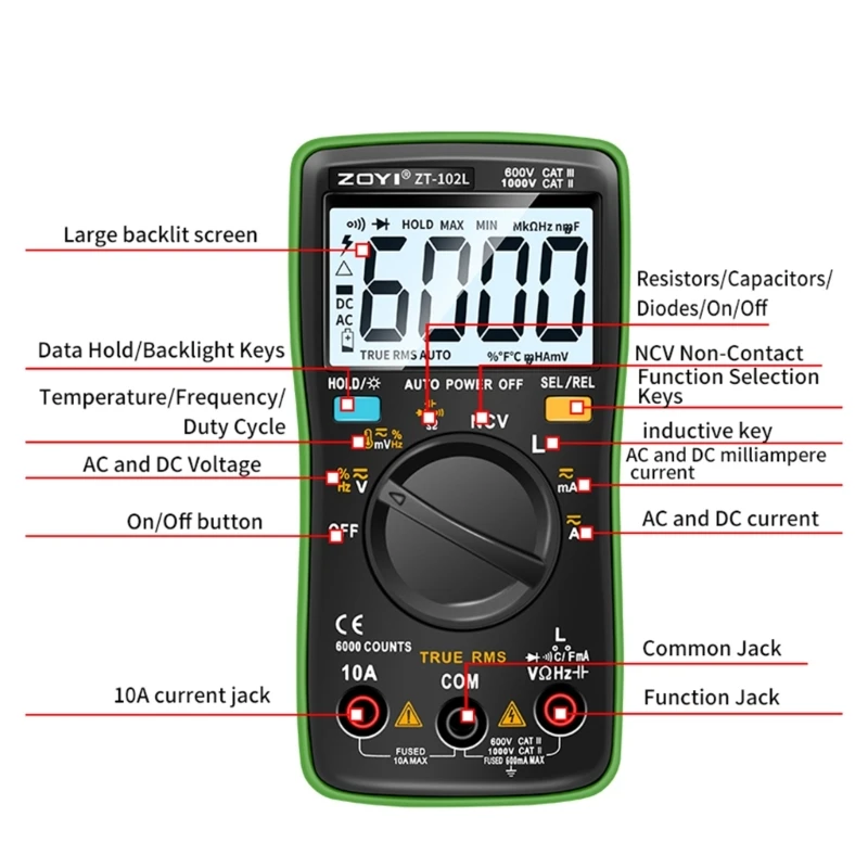 Reliable Inductance Meter Automatic 60H Measurement Anti-buring Multimeter ABS