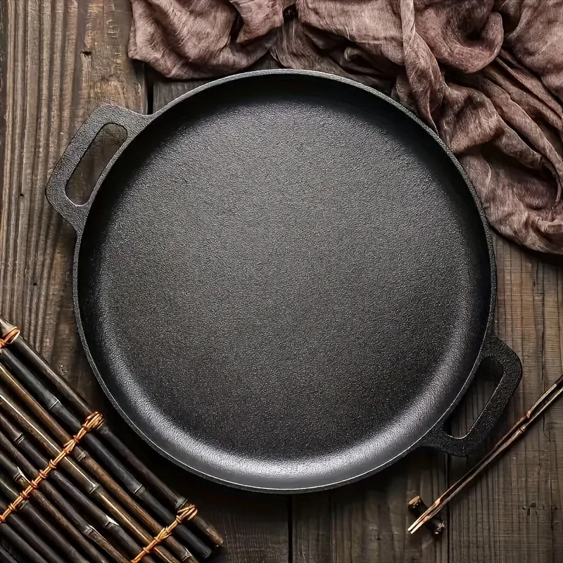 

1 Multipurpose Cast Iron Pan - Nonstick Pan for Pizza, Grilling, Pancakes, for Home Kitchen and Outdoor Cooking BBQ Pan
