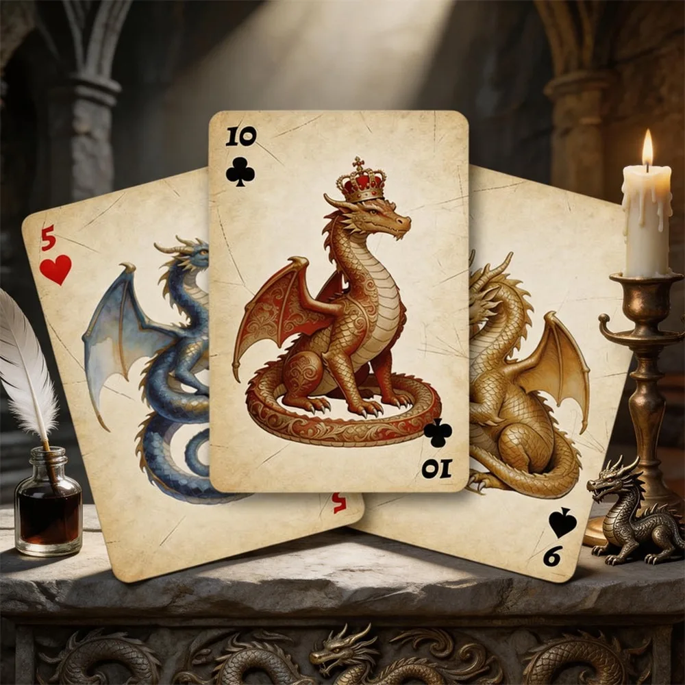 54 PCS European Dragon Theme Playing Cards Standard Deck of cards Premium poker sets for family game nights and parties