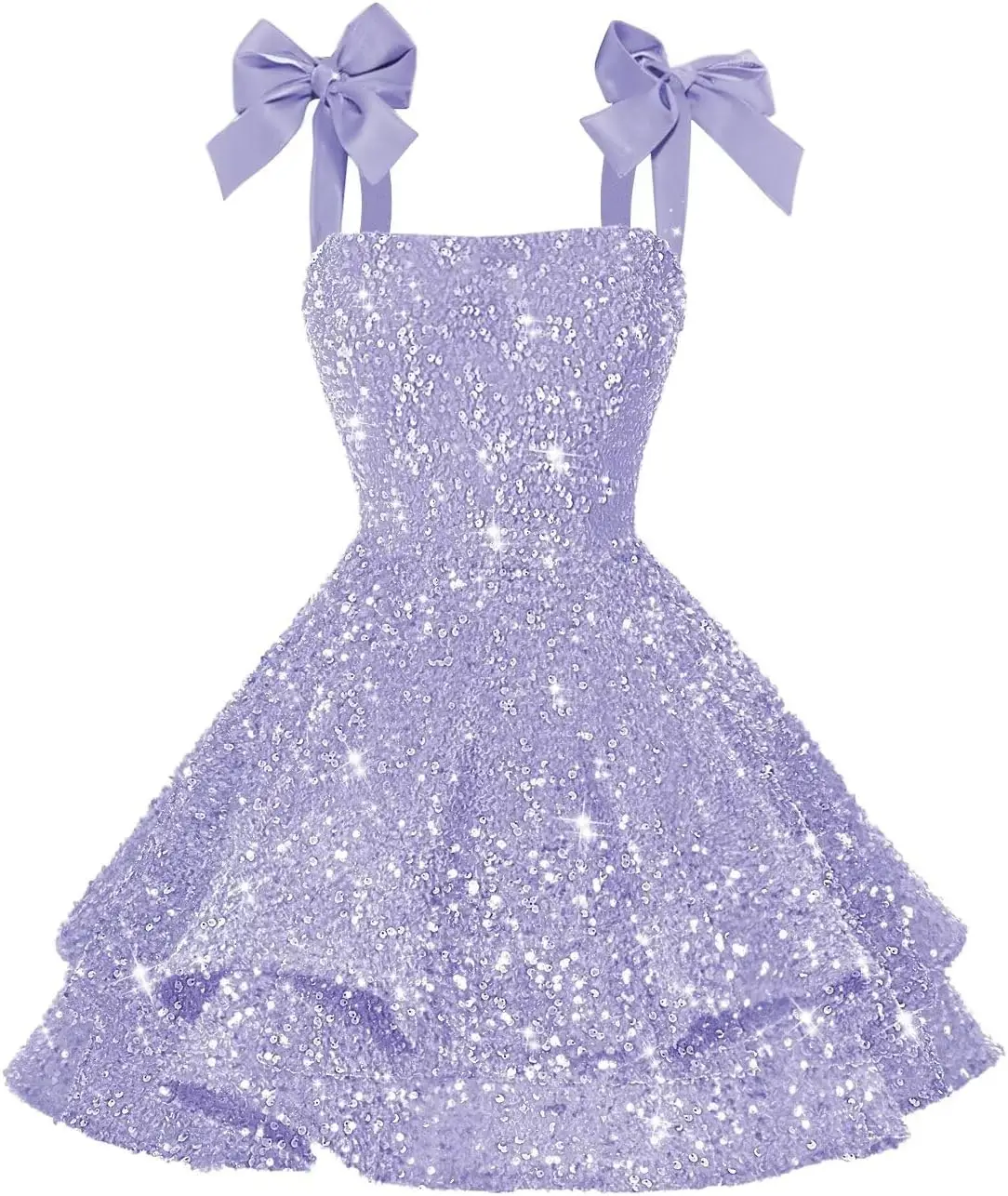 Sparkly Sequin Bows Homecoming Dresses 2026 Short Tiered Satin Spaghetti Straps Sweet 16 Prom Cocktail Dress Evening Dresses