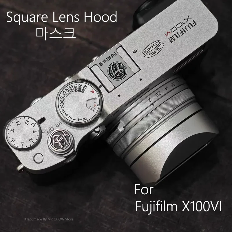 Metal Square Lens Hood  For Fujifilm X100VI  with Aluminum Hood Cap and Free 49mm UV Filter