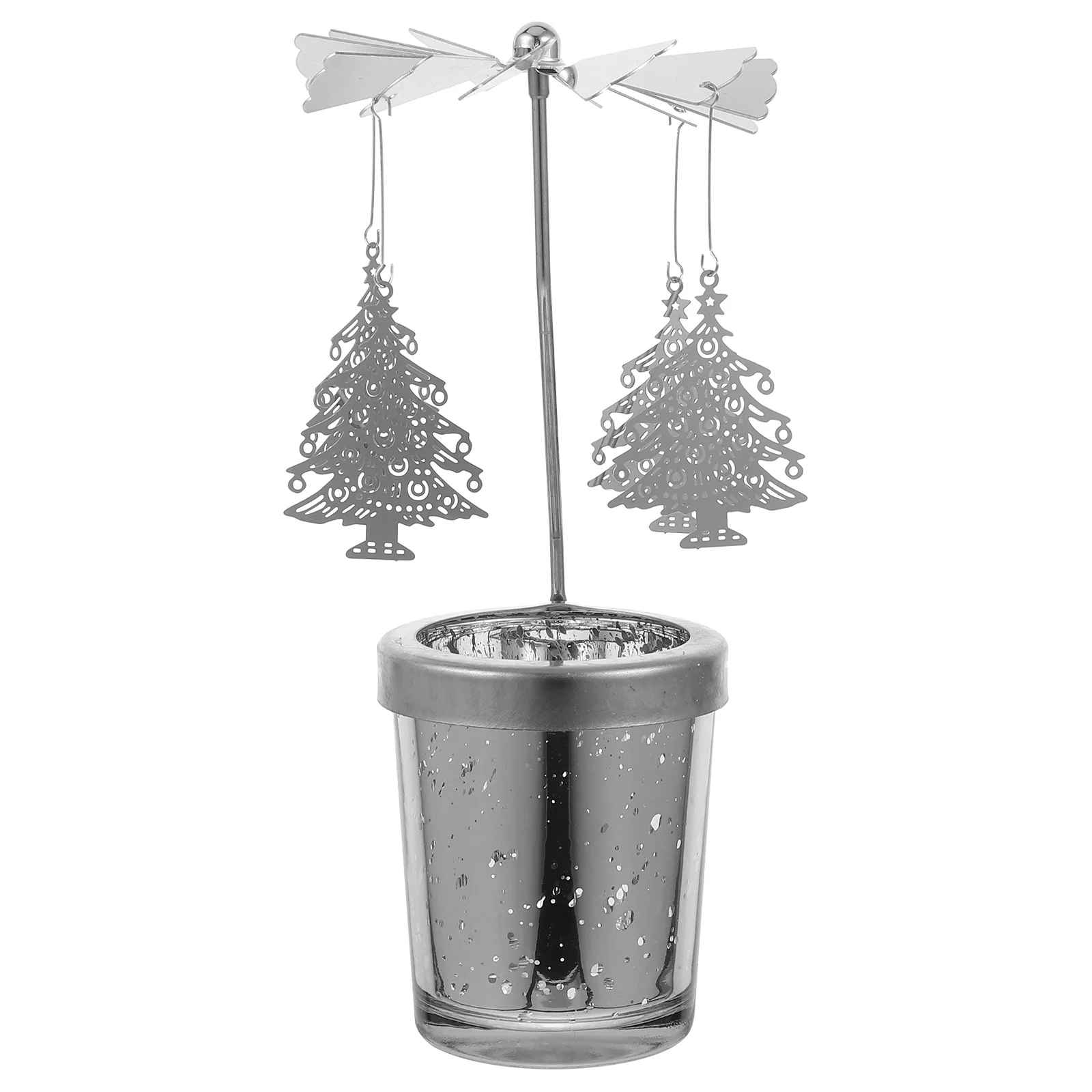 

Rotating Windmill Candlestick Silver Metal Christmas Holder Elegant Tabletop Decor Ideal for Christmas Home Wedding