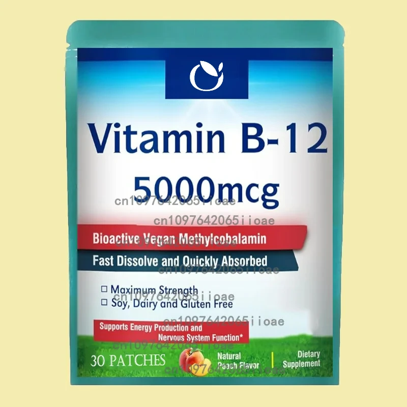 

30 Patches Vitamin B12 5000mcg Transdermal Patches, W/Vitamins B2, B6 - Supports Energy Production, Brain Function & Metabolism