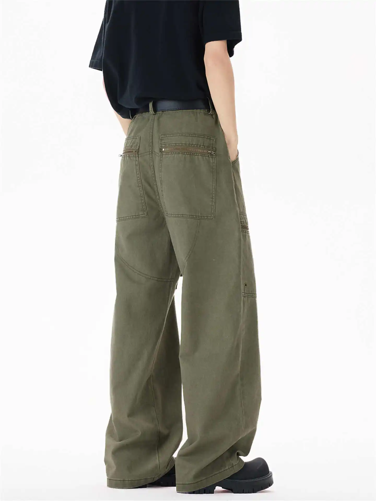 レディース グレー カーゴパンツ 原宿 オーバーサイズ ストレートパンツ 日本風 2000年代 スタイル Y2K ヴィンテージ エモ ボーイフレンドスタイル トラウザーズ 服
