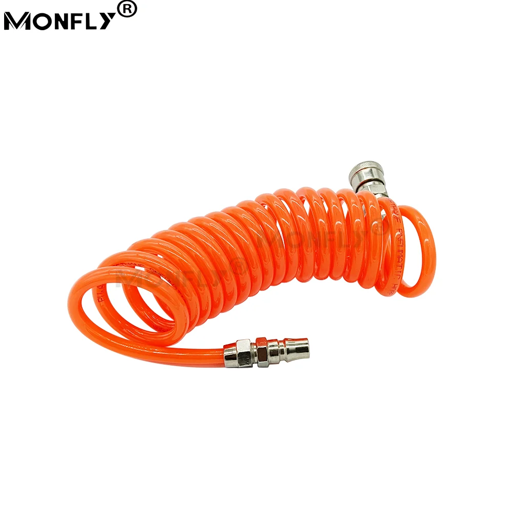 Pneumatic Spring Tube 6/8 MM Air Compressor Hose Spiral Tube Trachea 3/6/9/12/15 Meters with Connector