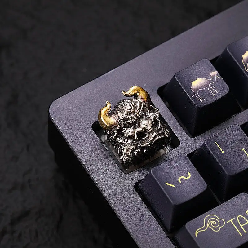 Bull Demon King Retro Personalized Keycaps Cool Interesting Creative Keycap Metal Pure Copper for MX Mechanical Keyboard