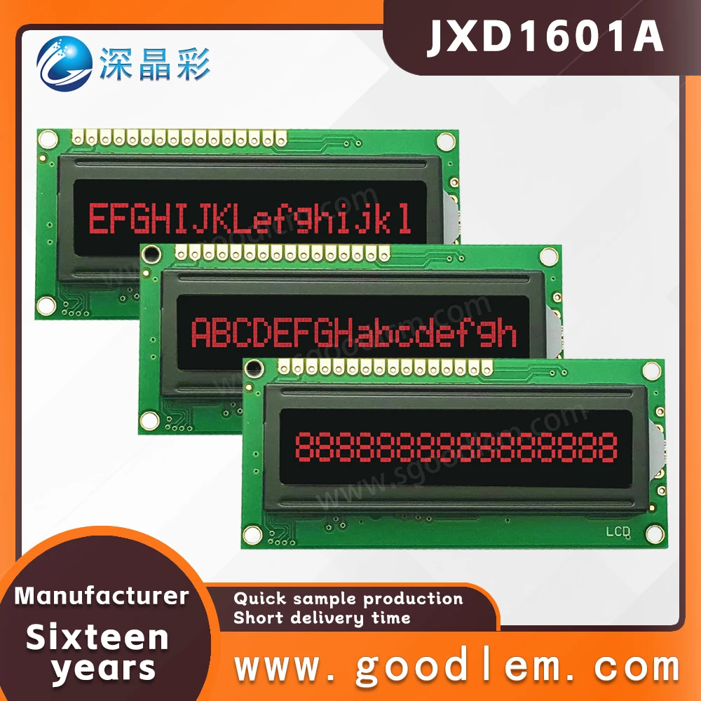 Groothandel Verkoop Karakter Type Lcd Display Module Jxd1601a Va Rood Lettertype 16X1 Rooster Klein Scherm Led Backlight