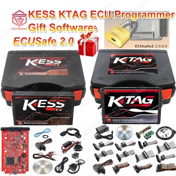Kess V2 V5.017 mit ECUSafe 2.0 Online 2.80 EU Rot für Ktag V7.020 ECU Programmierer Toolbox OBD2 Manager Tuning Kit KTAG V7.02